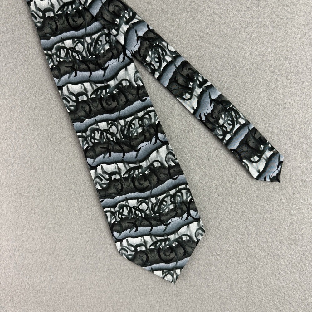 Vintage J. Garcia Silk Tie Courtyard Performance Collection Gray Blue SILK‎